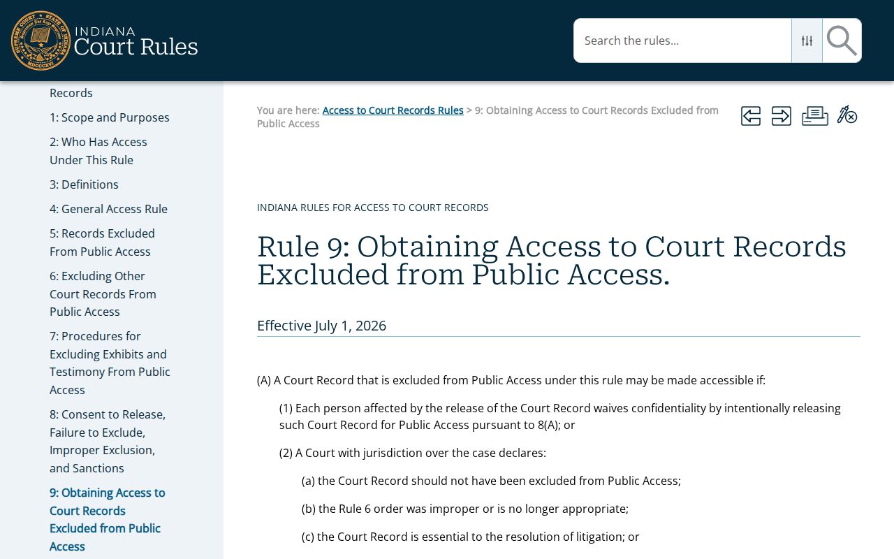 Burlington court docket request under Indiana Access Rule 9