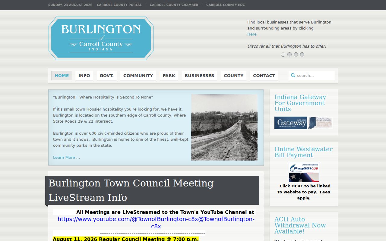 Burlington court docket context on the official town website