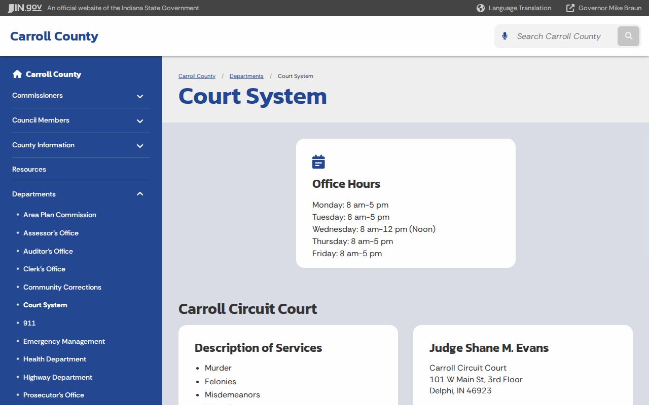 Official Carroll County Circuit and Superior Court system page