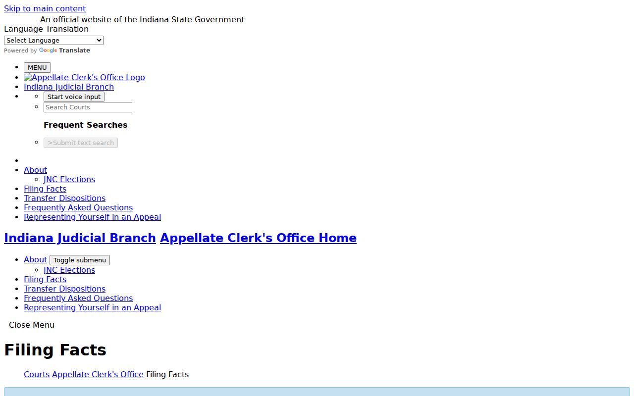 Delphi court docket filing route at the Indiana Appellate Clerk