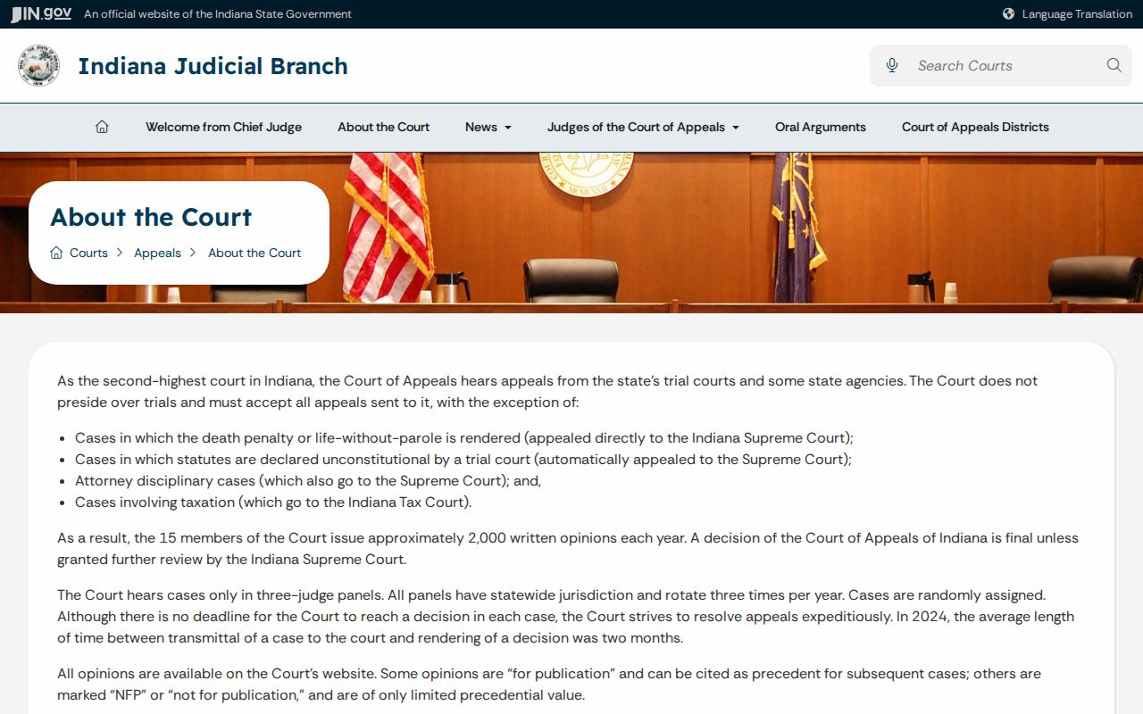 Indiana Court of Appeals information for appeals from Carroll County