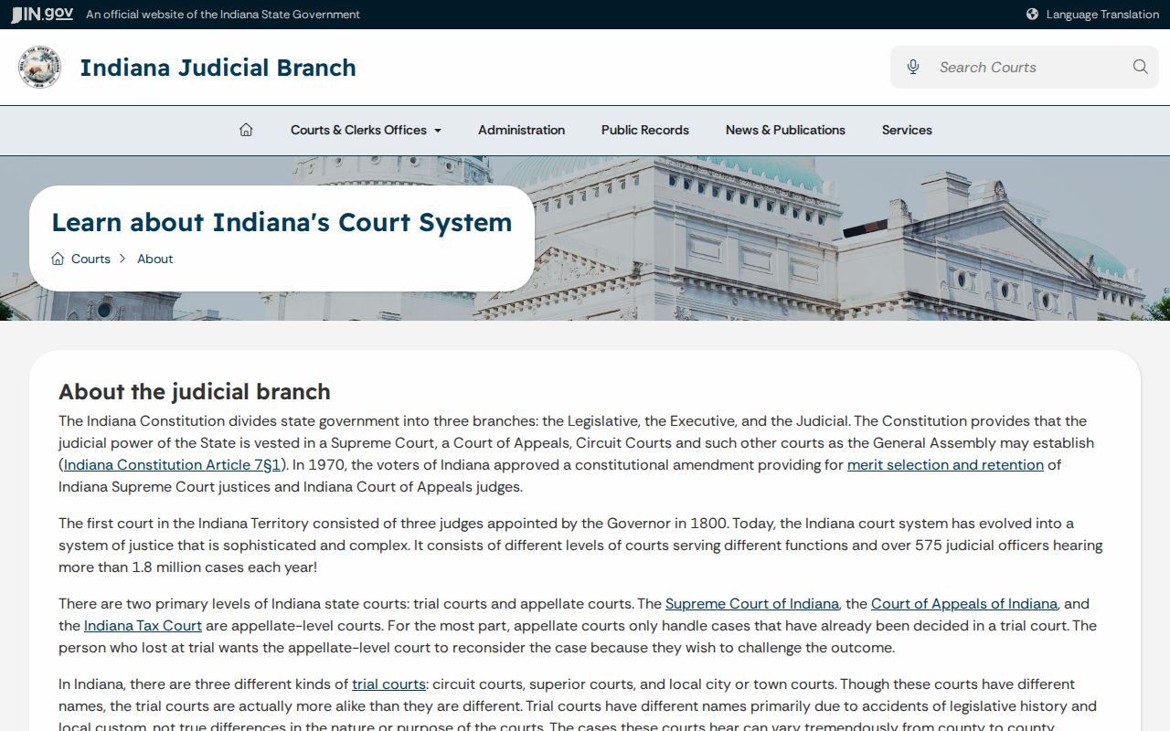 Indiana court structure above Carroll County trial-court dockets