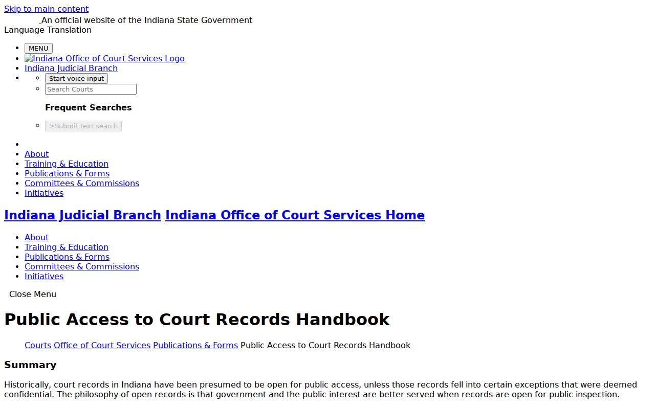 Indiana handbook on access to Carroll County court records