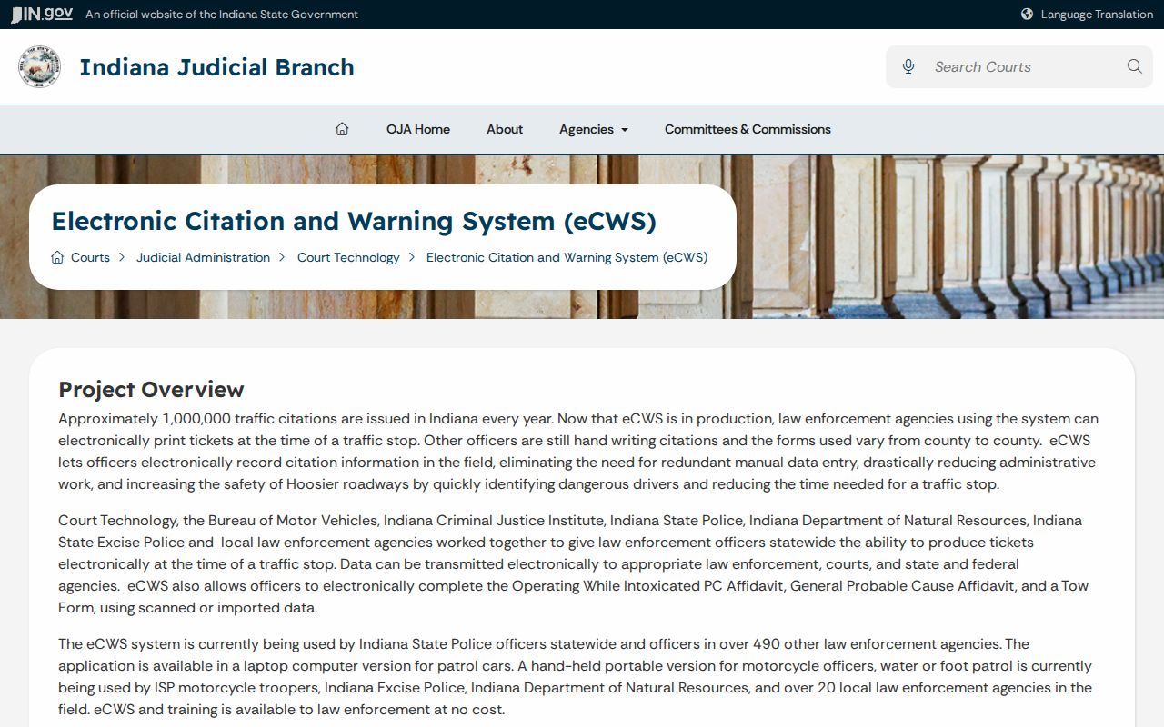 Indiana electronic citation system used for Carroll County tickets